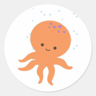 Sticker Rond Caricature de la pieuvre mignonne