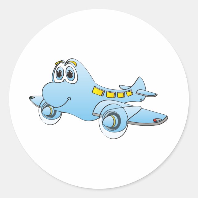 Sticker Rond Caricature de l'avion (Devant)