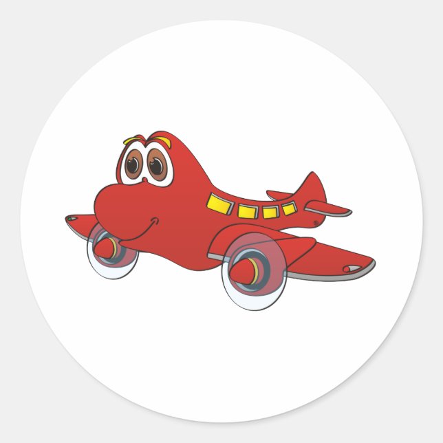Sticker Rond Caricature de l'avion (Devant)