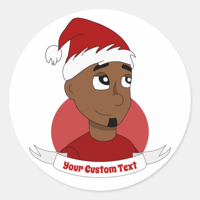 Sticker Rond Caricature de Noël de l'homme souriant (Devant)