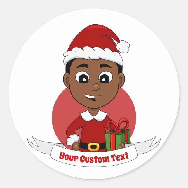 Sticker Rond Caricature de Noël garçon classique rond autocolla (Devant)
