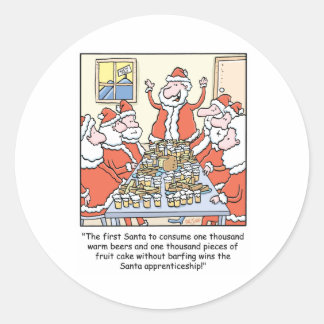 Sticker Rond Caricature de Noël Père Noël Apprenticlearning