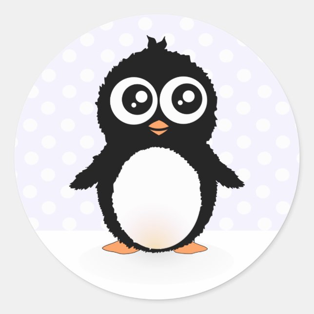 Sticker Rond Caricature de pingouin mignon (Devant)