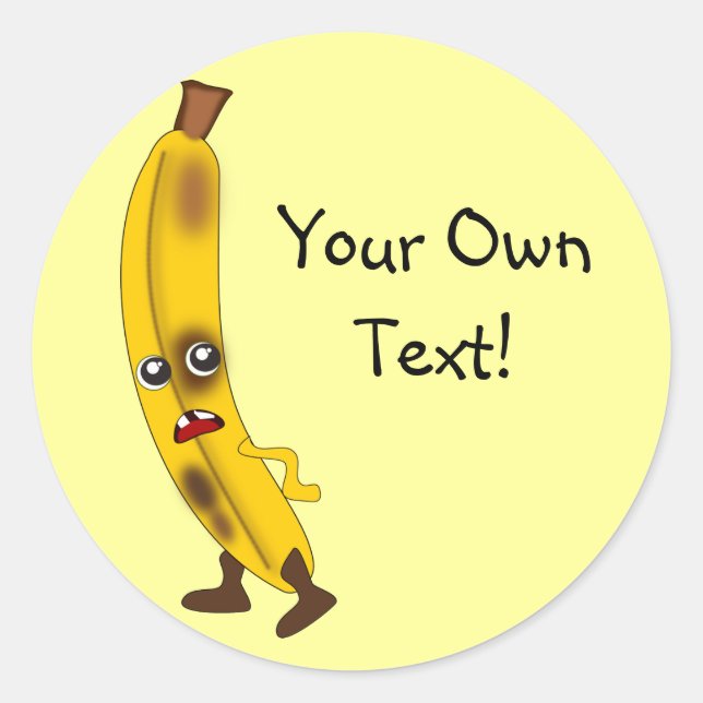 Sticker Rond Caricature de texte personnalisable Banane (Devant)
