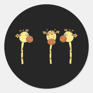 Sticker Rond Caricature de trois girafes.