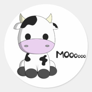 Sticker Rond Caricature de vache Cute kawaii enfants autour aut