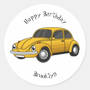 Sticker Rond Caricature de voiture classique