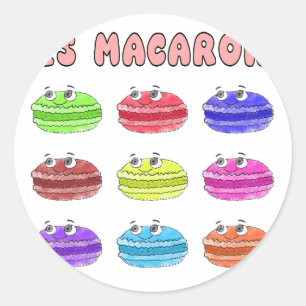 Sticker Rond Caricature des Macarons