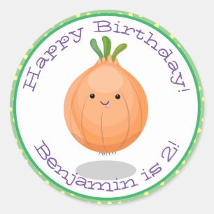 Sticker Rond Caricature d'oignon brun joli