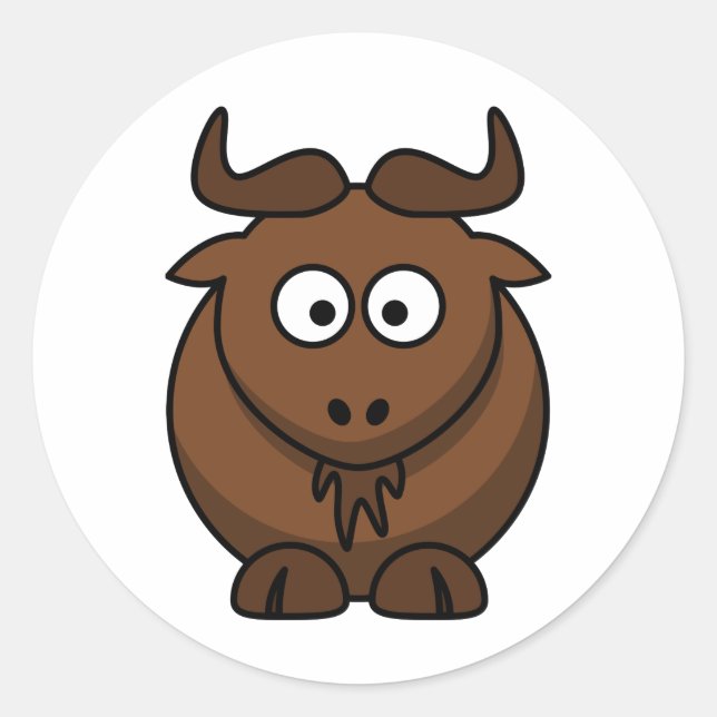 Sticker Rond Caricature du meilleur Wildebeest Gnu Boy (Devant)