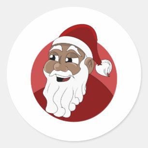 Sticker Rond Caricature du Père Noël noir