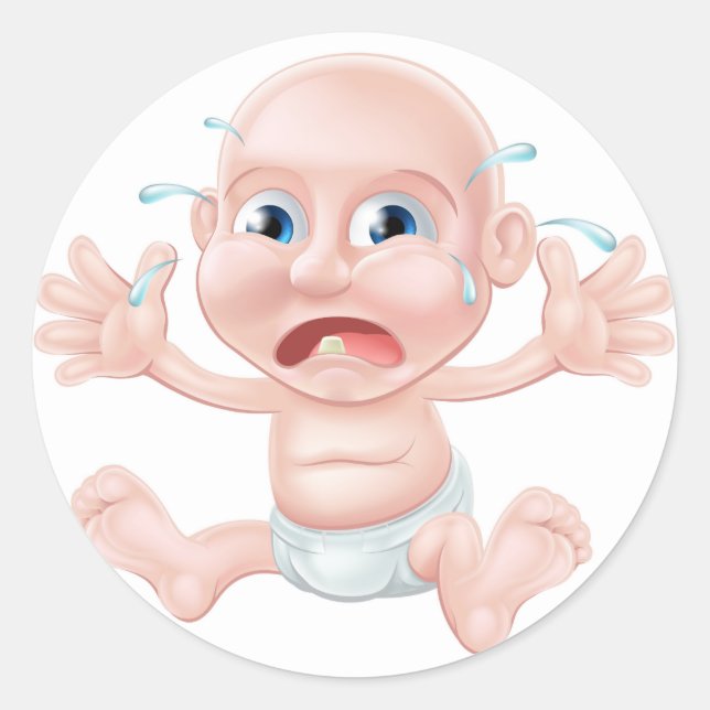Sticker Rond Caricature en pleurant bébé (Devant)
