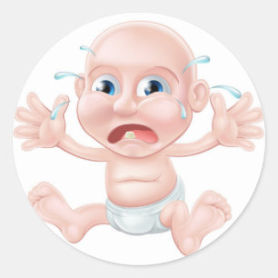 Sticker Rond Caricature en pleurant bébé