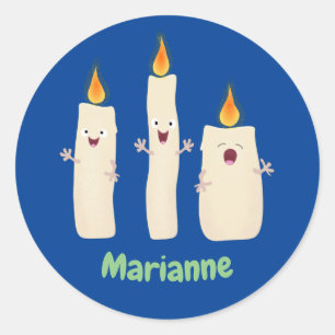 Sticker Rond Caricature en trois chandelles mignonnes