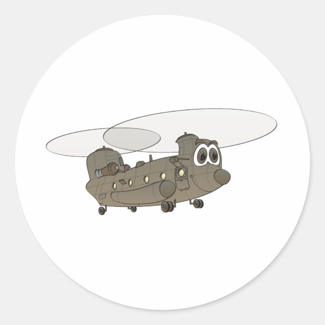 Sticker Rond Caricature hélicoptère Chinook (Devant)