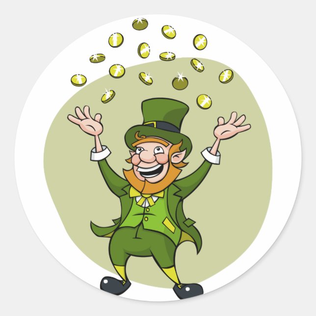 Sticker Rond Caricature Leprechaun (Devant)