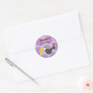 Sticker Rond Caricature mignonne Black Toucan Amusants Fun pour