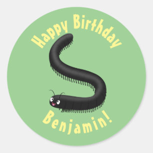Sticker Rond Caricature mignonne millipede illustration ronde c