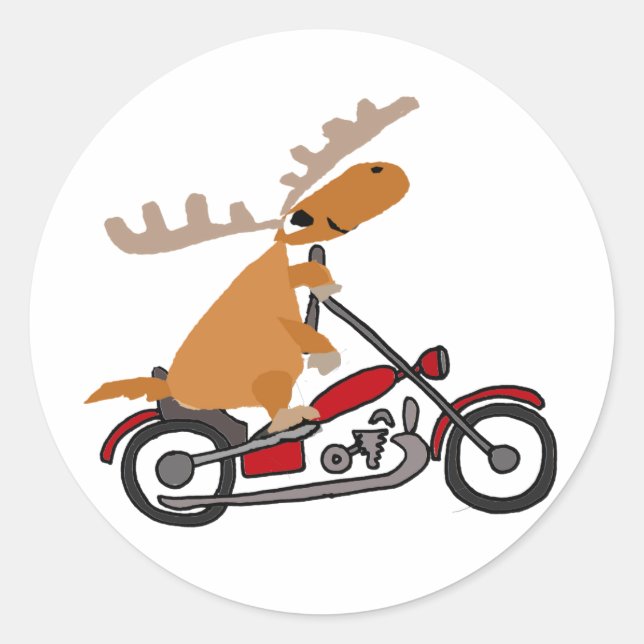 Sticker Rond Caricature moto moto à moelle mignonne (Devant)