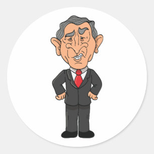 Sticker Rond Caricature politique amusante de George W Bush