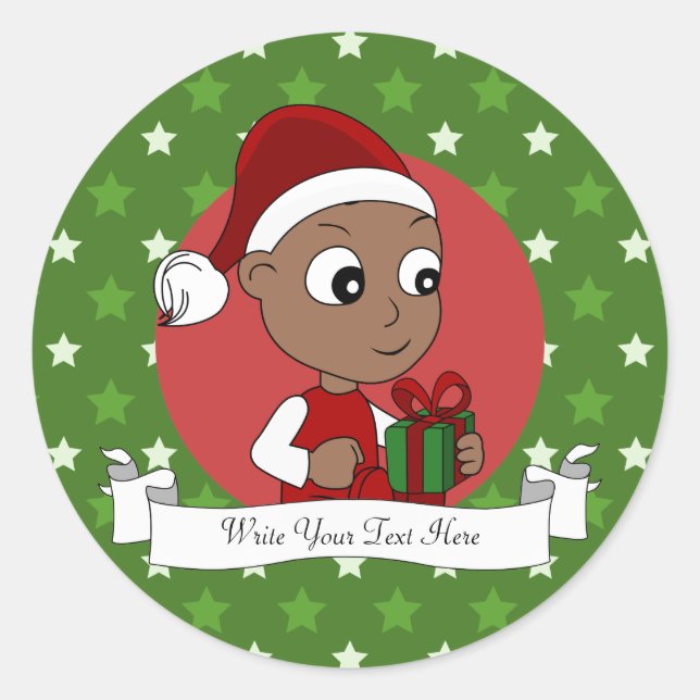 Sticker Rond Caricature pour bébé de Noël (Devant)