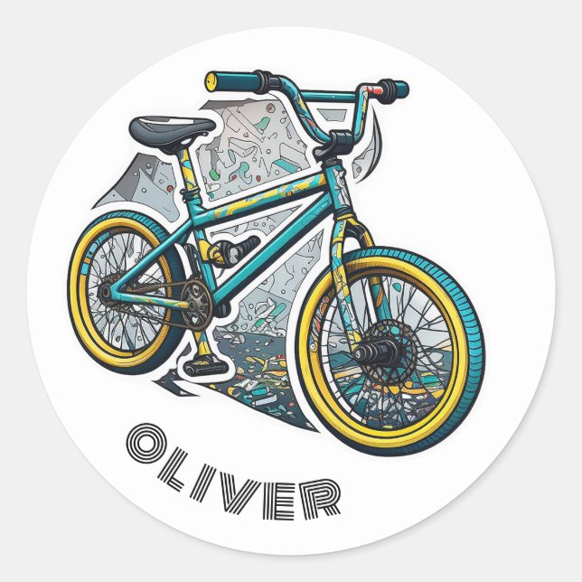 Sticker Rond Caricature pour enfants Bike BMX. Racing aventure  (Devant)