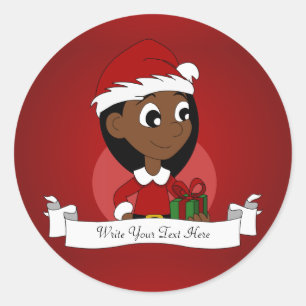 Sticker Rond Caricature pour fille de Noël