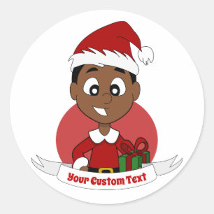 Sticker Rond Caricature pour garçon de Noël