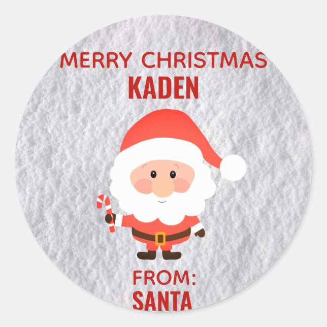 Sticker Rond Caricature pour petits Noël Père Noël (Devant)