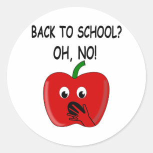 Sticker Rond Caricature Retour À La Pomme De L'École