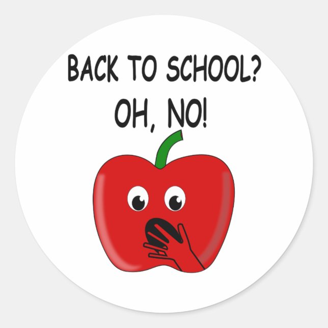 Sticker Rond Caricature Retour À La Pomme De L'École (Devant)