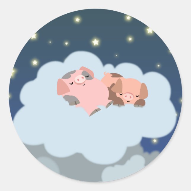 Sticker Rond Caricature Slumaging Piglets (Devant)