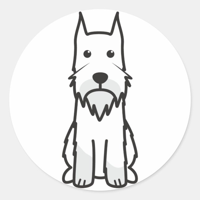 Sticker Rond Caricature standard Schnauzer Chien (Devant)
