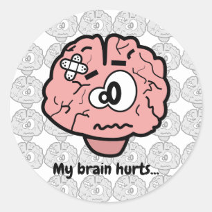 Sticker Rond Caricature sur la lésion cérébrale mûre Psychologi