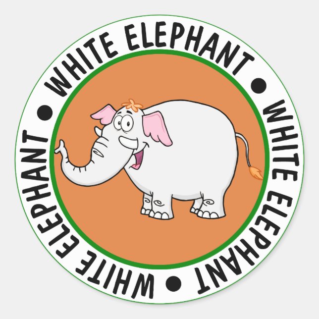 Sticker Rond Caricature White Elephant Exchange (Devant)
