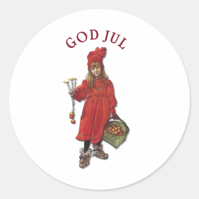 Sticker Rond Carl Larsson Peintures fille Brita comme Iduna (Devant)