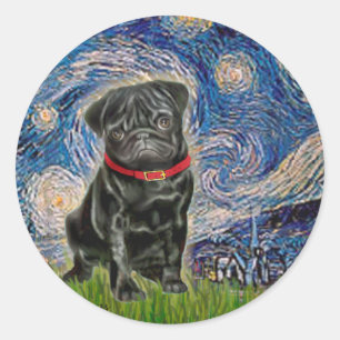 Sticker Rond Carlin 13 (noir) - Nuit étoilée
