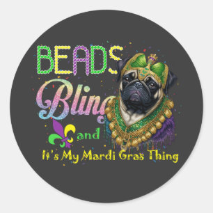 Sticker Rond Carlin à billes Mardi Gras Carnaval Mascarade