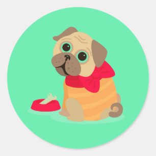 Sticker Rond Carlin Amour adorable carlin merci