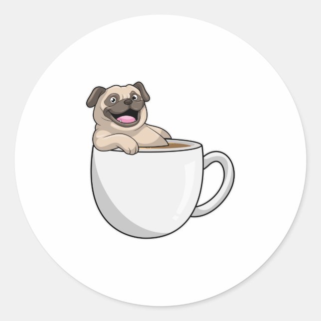 Sticker Rond Carlin avec la coupe du café (Devant)