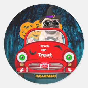 Sticker Rond Carlin Chien voiture voiture effrayant Halloween