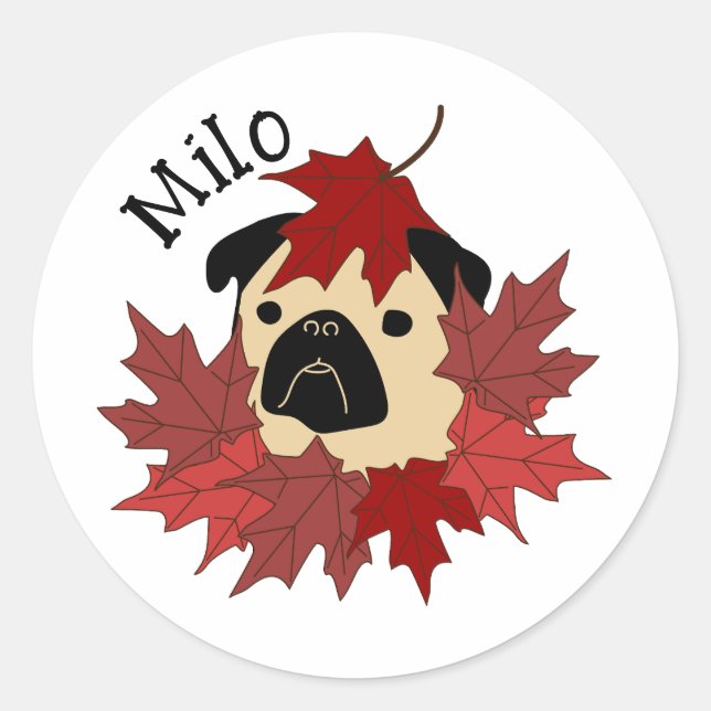 Sticker Rond Carlin d'automne avec Feuilles (Devant)