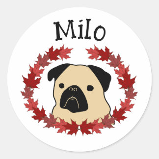 Sticker Rond Carlin d'automne avec fractionnement de la feuille