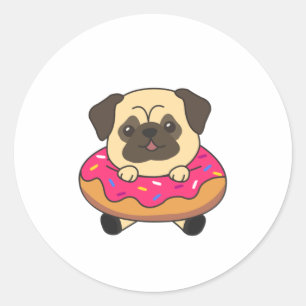 Sticker Rond Carlin Doux Animaux Amusants En Rose De Donut