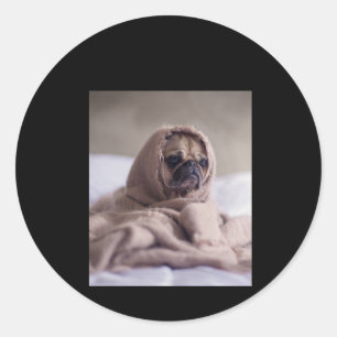Sticker Rond Carlin En Carlin Cute Blanket Amoureux des chiens 