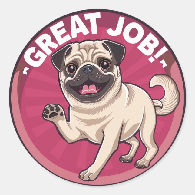 Sticker Rond Carlin Grand travail Professeur récompense (Devant)