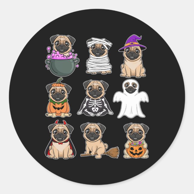 Sticker Rond Carlin Halloween Costume Éffrayant Fantôme Citroui (Devant)