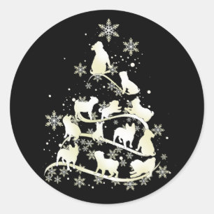 Sticker Rond Carlin Noël Arbre Carlin Lover Xmas Meilleur cadea