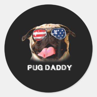 Sticker Rond Carlin Papa Bonheur Avec Drapeau Américain