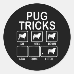 Sticker Rond Carlin Tricks Asseyez-vous, talon, Dessus, Restez,
